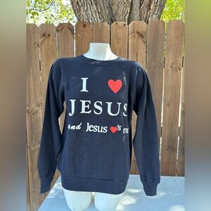 Vintage "I love Jesus" raglan sleeve sweatshirt size Medium.